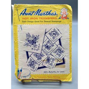 Vintage Aunt Martha's Hot Iron Transfers 3437 Butterflies for Linens, Used